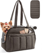 BAGSMART Dog Purse Carrier for Small Dogs Up to 15lbs Puppy Travel Tote Bag | Quilted Puffy Soft Sided Pet Handbag with Pockets, Collapsible Lightweight Portable Carrying with Safety Tether & Mat, Grey