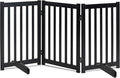 LZRS Freestanding Dog Gate 60" W x 30" H Solid Wooden Pet Gate for Doorways, Stairs & Hallways, Expandable & Foldable with Support Feet，Indoor Use,Black