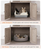 HOOBRO Cat Tree with Litter Box Enclosure, Tall Cat Tower for Indoor Cats, All-in-One Modern Cat Condo, Hidden Litter Box Enclosure Furniture, with Cat House, Sisal Posts, Greige and White BG51MZ03