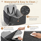 Dog Car Seats for Small/Medium Dogs, Puppy Car Seat with Side Opening, Thick Cushion, Detachable Washable Dog Carseat with Storage Pockets for Dogs Up to 35lbs (Grey)