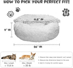 Himax 26in Covered Dog Bed with Blanket Attached Calming Burrow Light Grey | Dog Bed Medium Size dog, Anti-Anxiety Donut dog bed with cover, Washable Round Fluffy Pet& Cat Beds