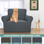 YEMYHOM Couch Cover Latest Jacquard Design High Stretch Sofa Chair Covers for Living Room, Pet Dog Cat Proof Armchair Slipcover Non Slip Magic Elastic Furniture Protector (Small, Dark Gray)