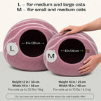 MEOWFIA Cat Cave – Premium Felt Cat Bed Enclosure for Indoor Cats, Handmade Merino Wool (Rose Gold, Large)
