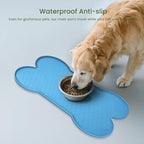 PWTAA Dog Food Mat Anti-Slip Silicone Dog Bowl Mat Thicker Pet Placemat Waterproof Cat Feeder Pad with Raised Edge Puppy Kitten Feeding Mats Suitable Small Medium-Sized Dogs Cats Eating Tray