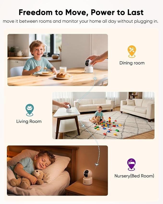 Indoor Camera Wireless, Pet Camera Indoor with Phone App | 4MP Home Cameras Indoor for Dog Kids Elderly Cat, 360° Pan Tilt, Color Night Vision, 2.4/5GHz WiFi, Motion Alerts