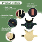 Winter Coat for Small and Medium Dogs, Puppy Plaid Jacket, Cotton Coat for Cold Weather, Windproof Warm Dog Garments, Pet Thickened Outfits Indoor Outdoor, Green XL