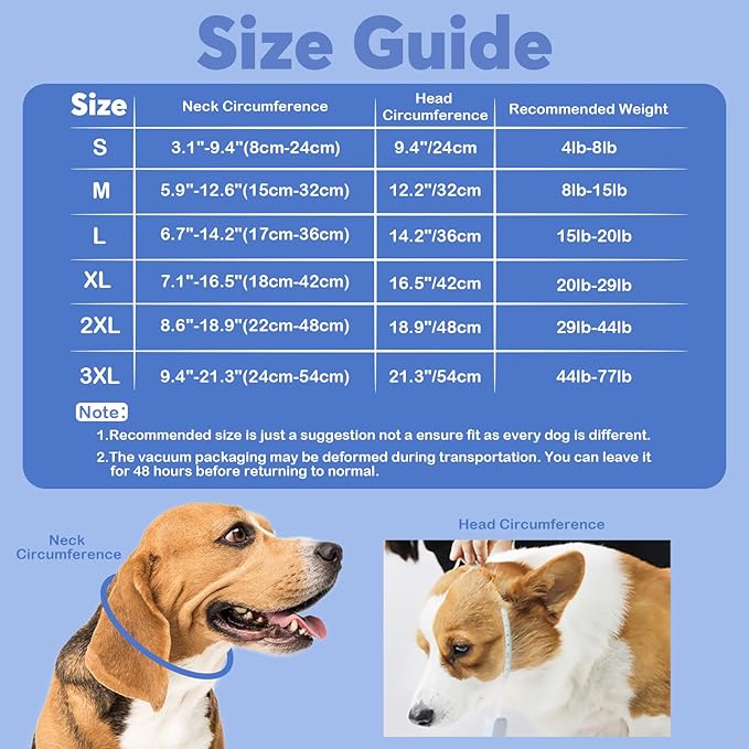 IDOMIK Dog Recovery Collar, Waterproof Soft Dog Cone After Surgery | Comfy Protective Elizabethan Collar Alternative for Dogs Cats, Adjustable Pet Neck Donut Cone Anti-Licking Wounds,Navy,2XL