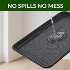 Finorder Multi-Purpose Boot Trays, 2 Pack, 17.6" x 14" x 1.2", Black | All Weather Heavy Duty Shoe Trays & Mat for entryway, Indoor and Outdoor, Waterproof Pet Feeding Mat