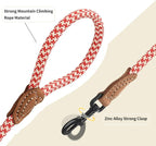 Mile High Life Dog Leash with Genuine Leather Connection, 6 FT/5 FT/4 FT | Rope Leash, Heavy Duty 360° Swivel Metal Clasp, for Small Medium & Large Dogs (Red Khaki, 72 Inch)