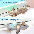 Zakkart Cat Perch for Window Sill with Bolster - Orthopedic Hammock Design with Premium Hardwood & Robust Metal Frame - Cat Window Seat for Large Cats and Kittens - Dark Stained Wood Brown Bed, 24''W