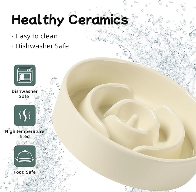 Havniva Slow Feeder Dog Bowls, Ceramic Dog Bowl Slow Feeder for Fast Eater | 0.9 Cups Puzzle Dog Food Bowl, Slow Feeding Bowls for Small Breed, Non-Slip Rubber Base, Anti-Choking