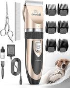 oneisall Dog Clippers Grooming Kit for Dogs Cats Pets | Low Noise, Rechargeable Cordless, Long Battery Life, Simple for Beginners, 6 Guide Combs, Removable & Rinsable Blade