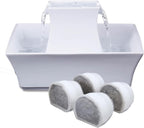 PetSafe Drinkwell Pagoda Fountain, 70 oz Ceramic, 4-Pk Filters Included | 2 Free-Falling Water Streams Encourage Hydration, Pet Water Fountain for Cats & Dogs, Includes 4 Carbon + 2 Foam Filters