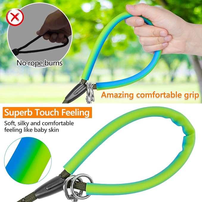 NTR Heavy Duty Dog Leash, 15 FT Training Leash, with 2 Swivel Hooks, Reflective Threads and Comfortable Padded Handle, Dog Lead for Walking, Hunting, Camping, Backyard for Small Medium and Large Dogs