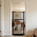Lumizone 55.12" Extra Tall Pet Gate for Cat Dog 30.12"-34.05" Wide Black | Extra Tall Cat Gate for Doorway Hallway Stairs Pressure Mounted 1.37" Gap No Drilling Auto-Close Dual-Lock