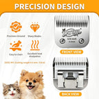 Size 4FC Detachable Pet Grooming Clipper Blade with Ceramic Cutter, 9.5mm 3/8 Inch Cut Length, Silver, Compatible with Andis, Oster A5, Wahl KM10, 3 Pack