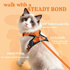 rabbitgoo Cat Harness and Leash Set, Escape Proof Vest, Orange | Soft Breathable Mesh, Easy Adjustable Fit, Snap Buckles, Sturdy Clip, Reflective Strips, for Average Cats Walks, S
