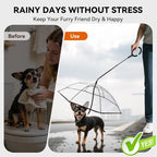 Namsan Small Dog Rain Umbrella, Windproof Rainproof Dog Umbrella with Adjustable Leash, Clear Dog Umbrella Leash for Small Dogs, Self-Assembly Puppy Walking Umbrella