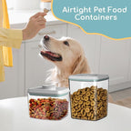 1.35 Qt Dog Treat Container Airtight Dog Treat Jar for Pets, Plastic Dog Cat Food Storage Containers with Lids, BPA Free, Clear POP UP Container for Dog Treats, Snacks, Biscuits