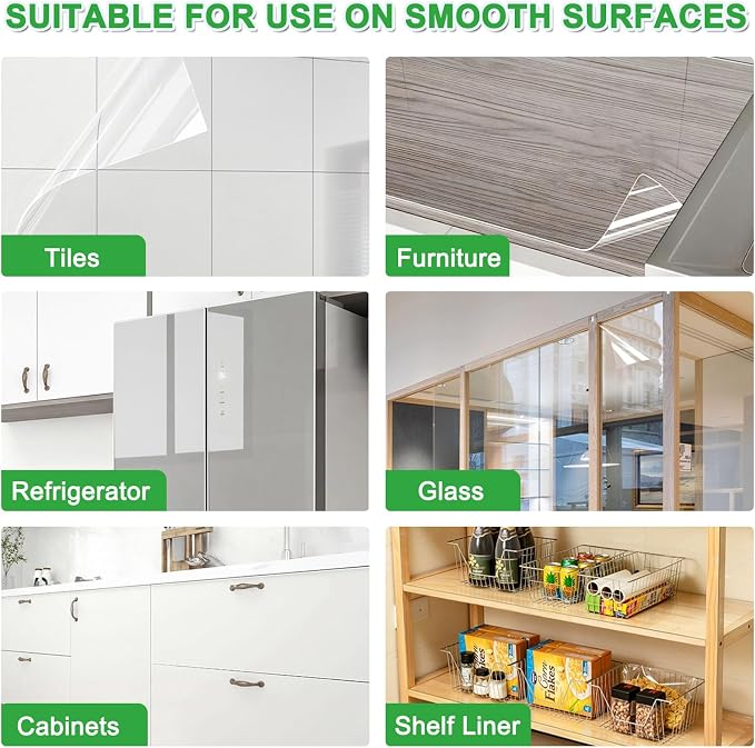 Shackcom Clear Contact Paper Roll Self-Adhesive Kitchen Backsplash Wall Protector 15.7in X 32.8ft - Used as Shelf Drawer Liner, Whiteboard, Wallpaper, Cat Dog Scratch Protector