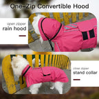 Dog Raincoat, Waterproof Rain Jacket for Large Dogs Poncho with Leash Hole Convertible Hood/Collar Reflective Rain Coat, Lightweight Breathable Stay Secure Walking (Neon Pink, XXXL)