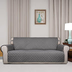 PureFit Reversible Quilted Sofa Cover Dog Couch Covers for Sofa, 66 in | Gray/Gray, Water Resistant Couch Protector, Washable Pet Couch Cover with Non Slip and Elastic Straps For Kids