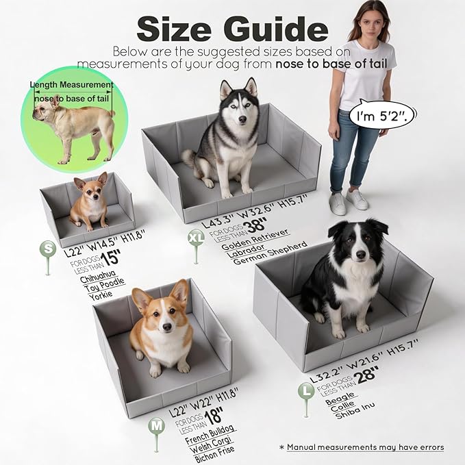 HQ4US 4LEGS Dog Litter Box Indoor High Walls, Puppy Pee Pad Holder Foldable | Dog Potty Tray, Small Dog Toilet with Clips, No Assembly,Waterproof, Easy Clean, No Spill, Seamless, Portable for Travel