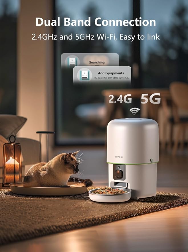 Automatic Cat Feeder with Camera - 5G WiFi Auto Cat Food Dispenser, 1080P HD Video with Night Vision, 1-15 Meals, 1-99 Portions, 2-Way Audio, Keeps Food Fresh, 4L Timed Pet Feeder Also for Dogs