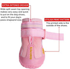 QUMY Dog Shoes for Hot Pavement, Dog Snow Boots & Paw Protectors for Winter | Dog Booties Medium Large Size Dogs, Water-resistant in the Rain, Outdoor Walking, Indoor Hardfloors Skid-resistant Sole Pink