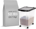 IRIS USA Dog Food Storage Container, Up to 50 lbs, Black, Made in USA | Wheels for Mobility, Airtight Seal, BPA-Free, Best for Bird Seed, Cat food, Cat Litter, Chicken Feed, Pellets