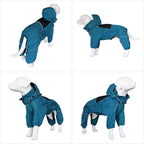 LOVELONGLONG Waterproof Dog Raincoat with Removable Hood – Outdoor Full Body Dog Jacket, Windproof Snowproof Shell Suit – All Season Pet Rain Gear Ocean Teal S