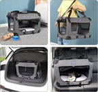 Petprsco Portable Collapsible Dog Crate, 24" Soft Dog Crate for Car Travel | Small Dog Crate Kennel 24”*17”*17” with Soft Blanket and Foldable Bowl for Large Cats & Small Dogs Indoor and Outdoor Use