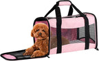 Cat Carrying Case - Pet Carrier Airline Approved, Protable and Breathable Pet Travel Carrier Removable Fleece Pad, Collapsible Cat Carrier Dog Carrier for Medium Cats Small Cats Dogs (Medium, Pink)