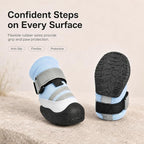 Dog Boots, Waterproof Dog Shoes with Reflective Straps, Rugged Anti-Slip Sole Paw Protectors for Medium Large Dogs, Breathable Pet Booties for Hot Pavement, Snow, Hiking, 4Pcs