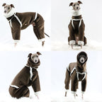 D Doggy Star Italian Greyhound Cold Weather Coat Warm Fleece Corduroy Sweater Turtleneck Onesie Clothes Whippet for Dog (3XL,Corduroy Brown)
