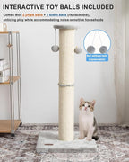 34" Cat Scratching Post with Replaceable Sisal Scratcher | Tall Cat Scratch Post for Indoor Cats adults, Sturdy and Durable Large Scratching Post, Vertical Cat Post with Hanging Balls
