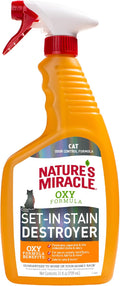 Nature's Miracle Oxy Set-In Stain Destroyer, Cat Odor Control, 24 oz | Oxy Formula Penetrates, Separates & Lifts Embeded Stains & Odors With A Fresh Orange Scent, Safe For Pets & Home