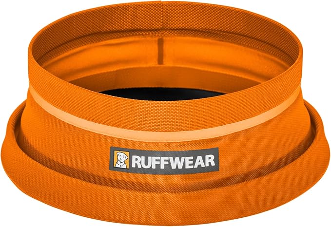 Ruffwear, Bivy Collapsible Dog Bowl, 60 fl oz, Salamander Orange, Medium | Waterproof Welded Single-Wall Fabric, Ultralight Portable Fold-Flat, Non-Slip Bottom, Accessory Loop, Reflective Trim, 1.8 L