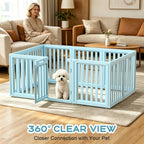 Dog Playpen, Clear Dog Pen, Dog Pen Indoor, Easy to Install and Remove Dog Play Pen, Puppy Playpen Suitable for Dogs, Cats,Dog Playpen Indoor (Blue, 23.6 inch Height, 10 Panels)