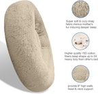 SAVFOX 36 inches Calming Donut Dog Bed - 3X Durable Plush Faux Fur, Machine Washable & Non-Slip, Fits up to 100 lbs, Beige