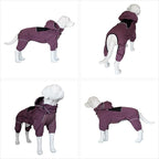 LOVELONGLONG Waterproof Dog Raincoat with Removable Hood – Outdoor Full Body Dog Jacket, Windproof Snowproof Shell Suit – All Season Pet Rain Gear Plum Purple L