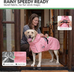 Luciphia Dog Raincoat, Adjustable Hooded Reflective Jacket with Pocket | Pink XXX-Large dog rain jacket with leash hole, buckle-on, non-stick fur. For daily walks.