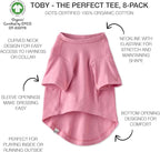 Pet Passion Toby II - The Perfect Tee, 8 Pack Short Sleeve Pet T-Shirt 100% Organic Cotton Tees Clothes for Small, Medium, Large Dogs, Rainbow Pink, XX-Small