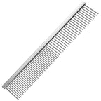Stainless Steel Dog & Cat Comb with Coarse/Fine Teeth, Professional Pet Grooming Tool, Dematting Undercoat Comb for Long Hair, Double Coats Dogs Cats Removing Tangles and Knots, Silver