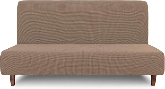 Easy-Going 100% Waterproof Futon Cover, Stretch Futon Slipcover Medium | Dual Waterproof Armless Futon Couch Cover, Leakproof Sofa Bed Furniture Protector for Kids Pets Dog Cat, Camel