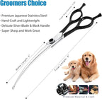 8" Downward Curved Dog Grooming Scissors for Trimming Face and Paws, Safety Round Tip Shears for Pet Dogs and Cats, Professional Pet Grooming Scissors Black