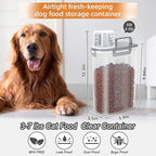 LEAWALK 3-5Lbs/3Qt Dog Cat Food Storage Container With Foldable Bowl., Plastic Pet Food Dispenser for Small Animal Kibble/Pet Food/Bird Seed/Oatmeal/Rice/Flour/Brown Sugart/Cereals (Clear Grey)