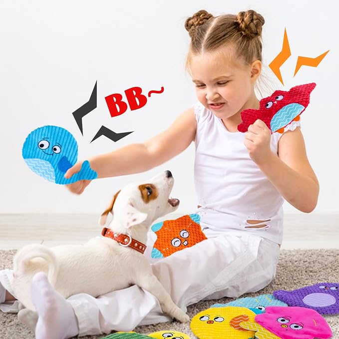Squeaky No Stuffing Dog Toys 10 Pcs,Crinkle Dog Toys for Small Medium Breed | Bulk Puppy Toys Durable Plush Small Dog Toys,Animal Stuffless Pet Toys,Interactive Puppy Teething Chew Toys for Entertaining