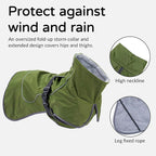 Waterproof Large Dog Raincoat, Windproof Rain Jacket with Velvet Lining for Outdoor Windy Weather, Breathable Full-Body Coverage Dry Suit Coat with Reflective Strips for Extra Big Dog (Green, XL)