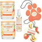 Pet House Candle Value Pack - Plant-Based/Soy, Long Lasting Odor-Fighting Candles, Mango Peach Scent
